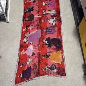 Christian Lacroix Vibrant Red and Pink Artistic Scarf
